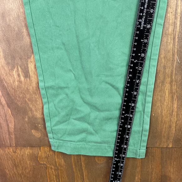 Houston White Mens Pants Green Chinos Single Pleated Wide Leg 100% Cotton 36x32 - Picture 8 of 12